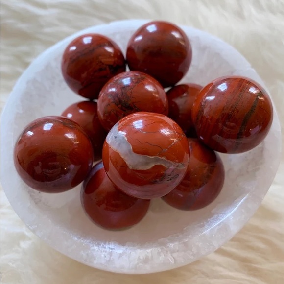One Red Jasper Mini Sphere Pocket Crystal for Traveler Healing Crystals Decor - Picture 6 of 7